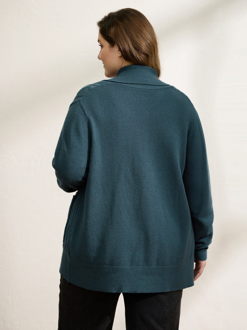 Supersoft Cable Knit Pockets Shawl Collar Knit Cardigan