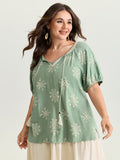 Boho Print Puffy Sleeve Blouse