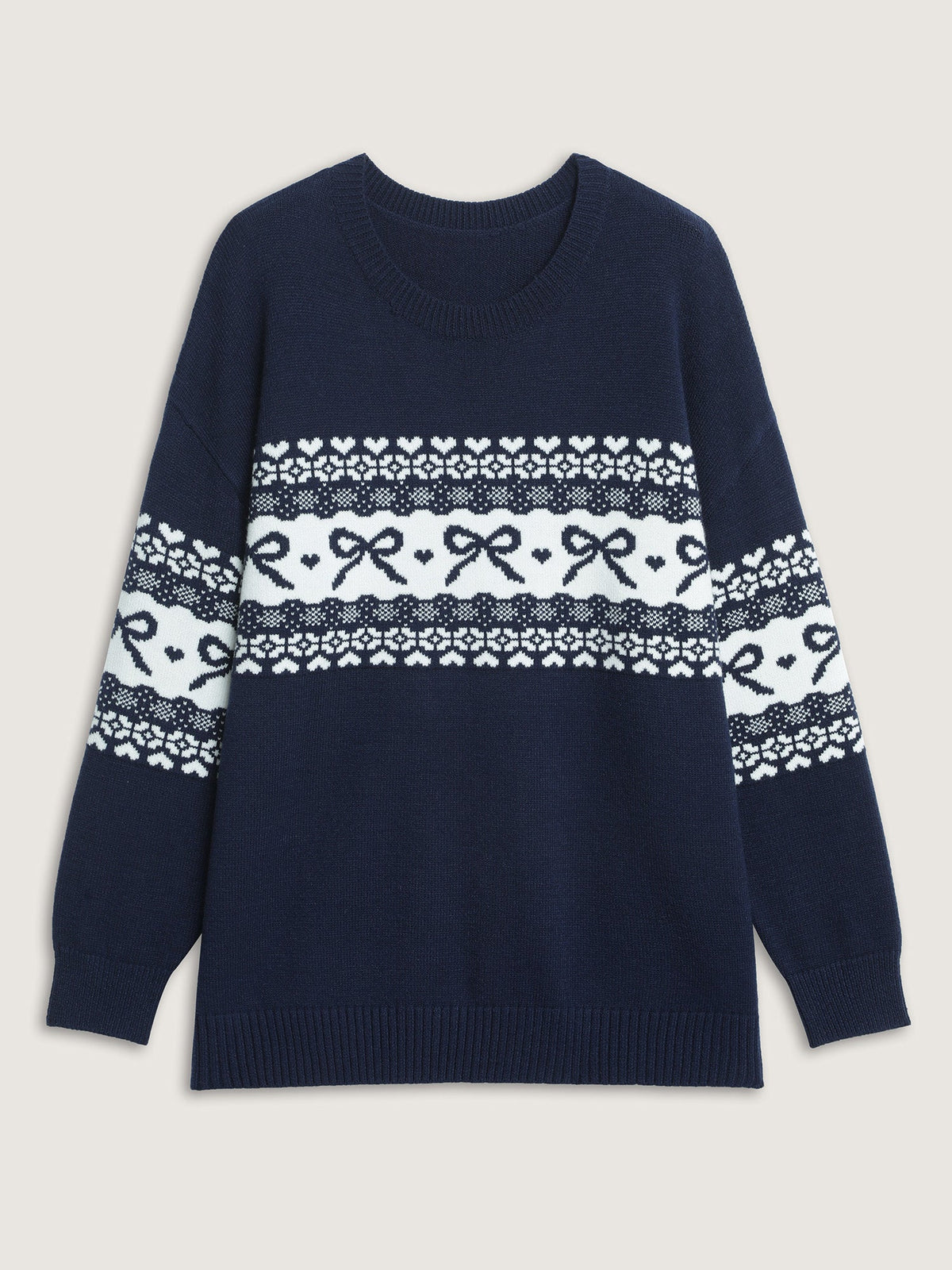 Supersoft Bow Pattern Jacquard Blend Pocket Pullover