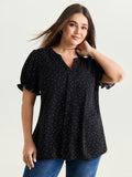 Micro Dots Charm Pleated Blouse
