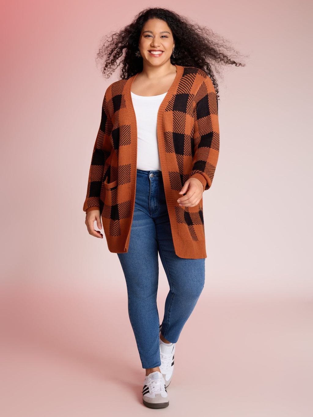 Supersoft Essentials Plaid Open Cardigan