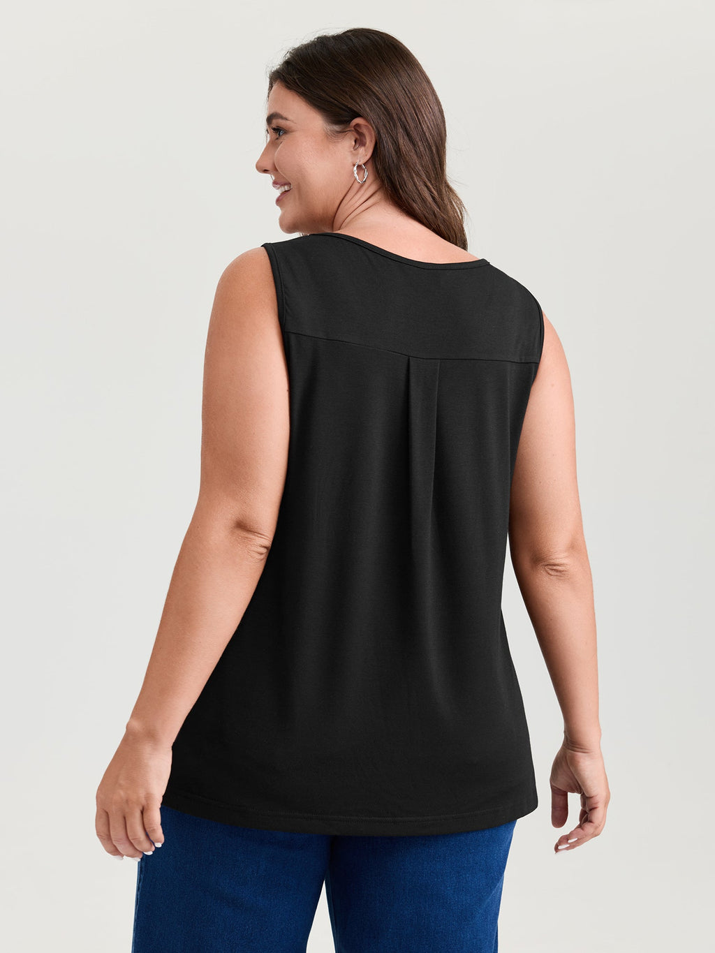 Stretchy V-Neck Pleated Tank Top