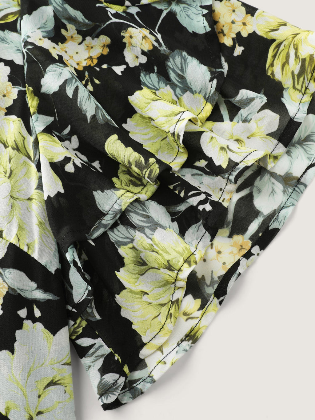 Floral Print Ruffled Edges Blouse