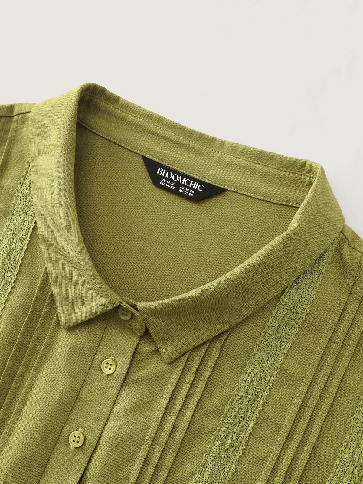 Collared Plain Pleated Half-Placket Blouse