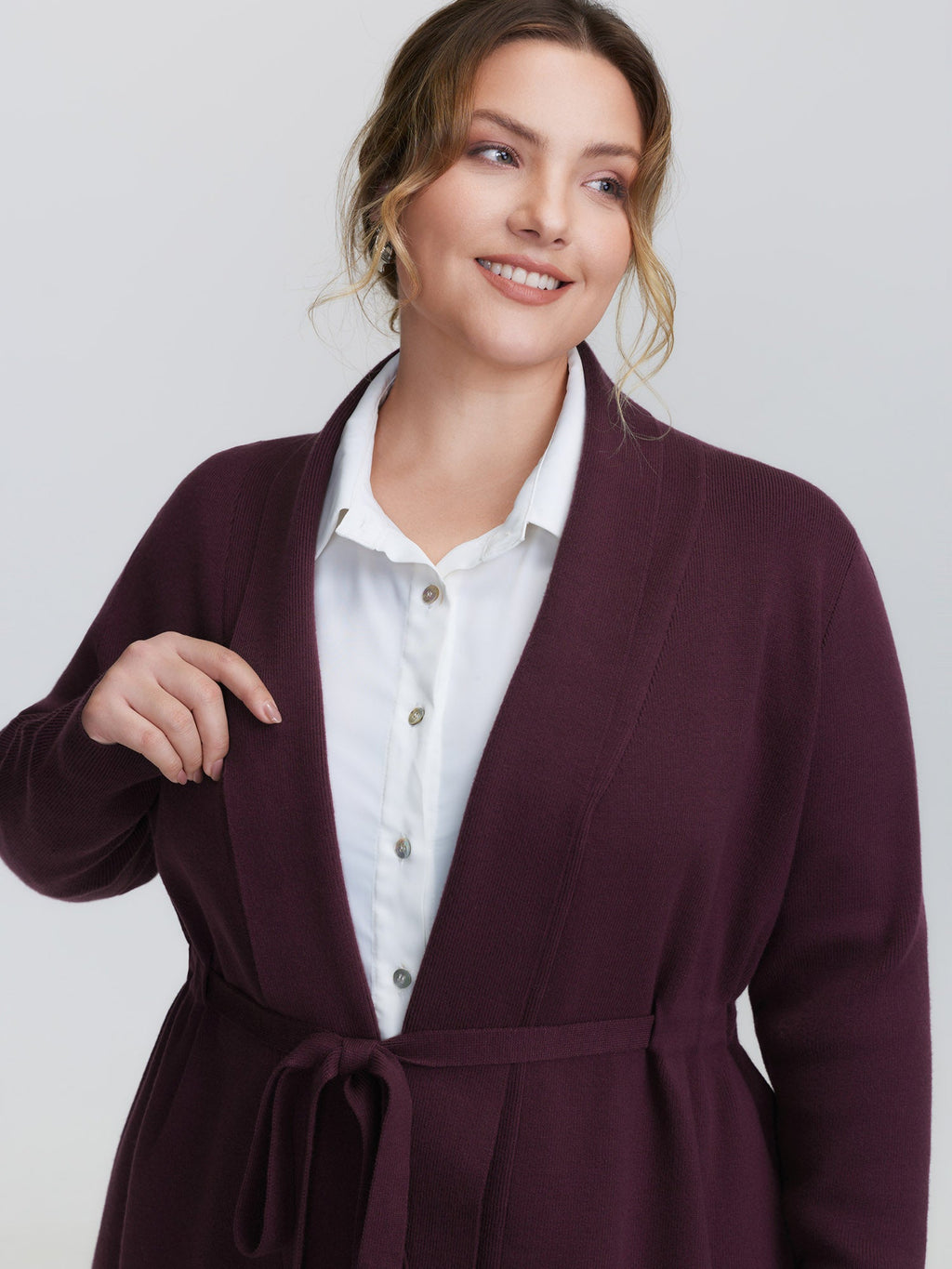Supersoft Shawl Collar Belted Knit Cardigan