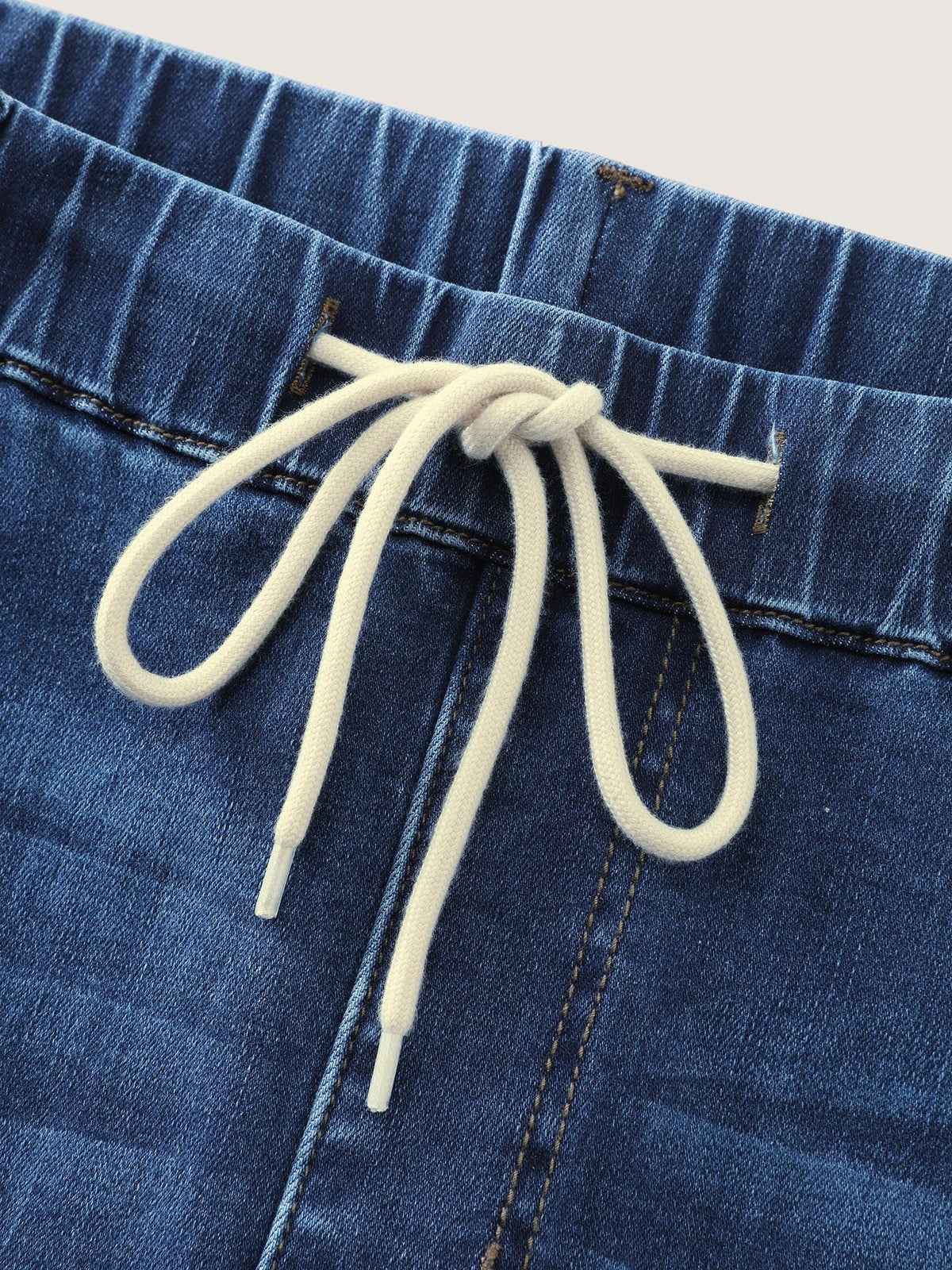 Pull-On High-Rise Drawstring Boyfriend Jeans