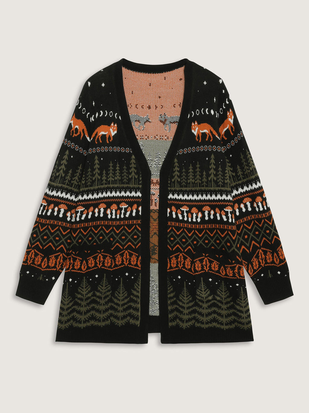 Fox in Forest Contrast Knit Cardigan