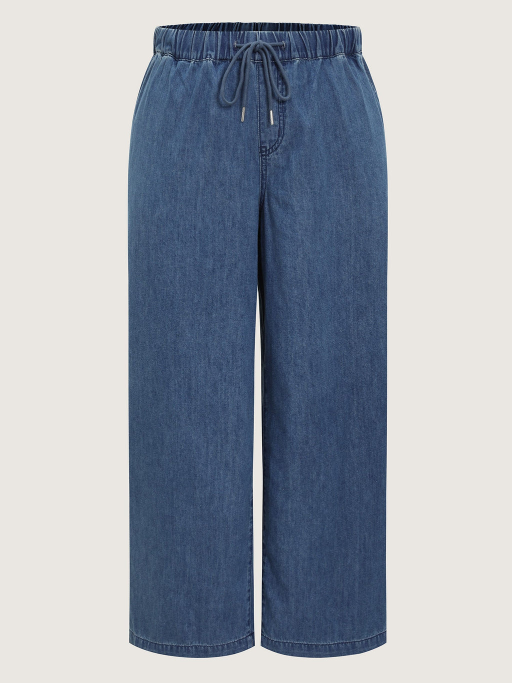 Drawstring Waist Wide-Leg Pocket Jeans
