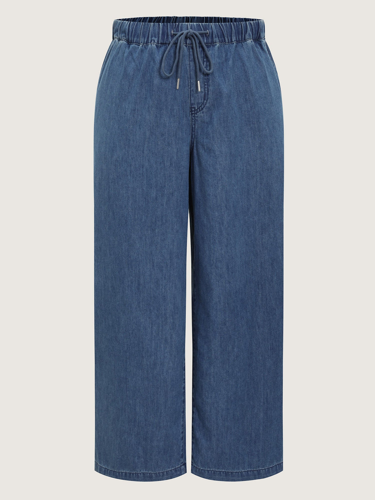Drawstring Waist Wide-Leg Pocket Jeans