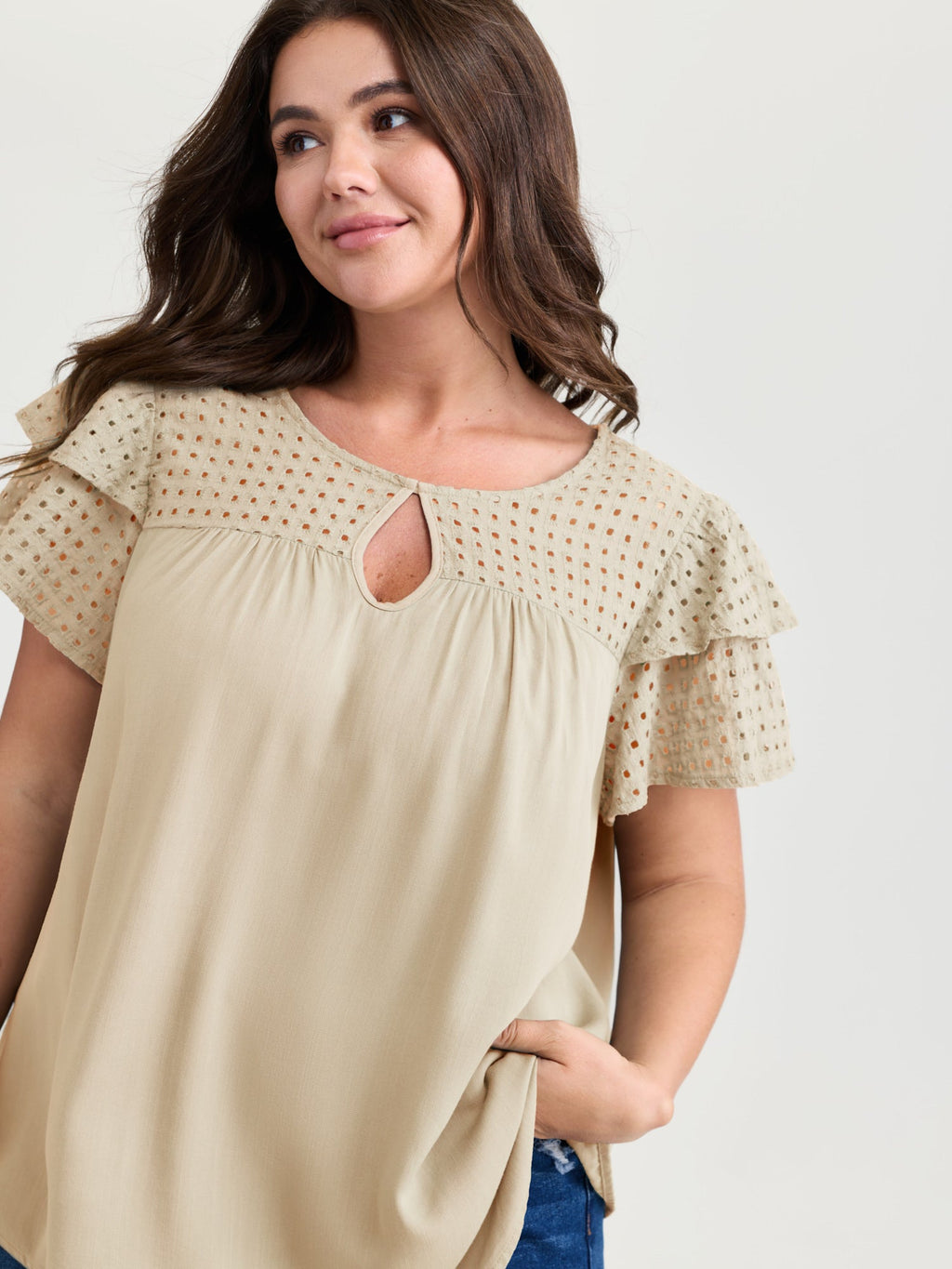 Pure Cotton Layered Sleeve Flowy Blouse