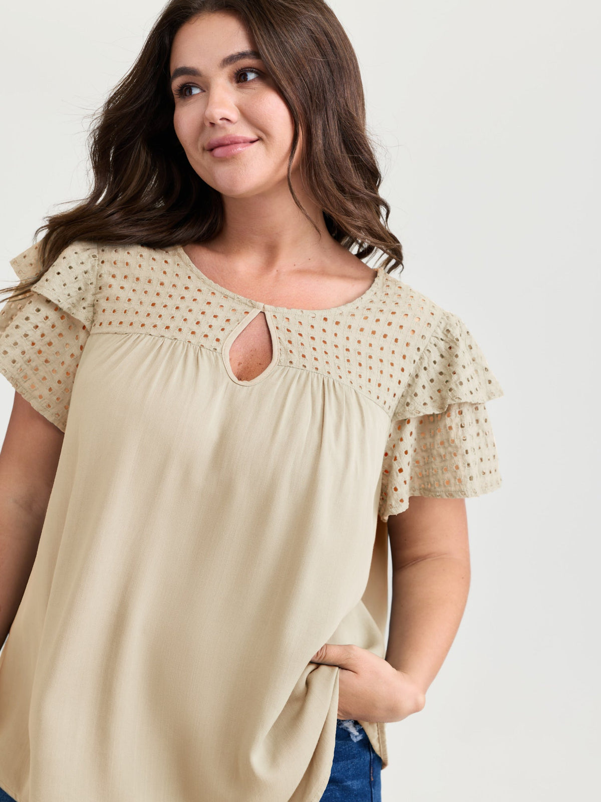 Pure Cotton Layered Sleeve Flowy Blouse