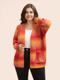 Ombre Contrast Patch Pocket Cardigan