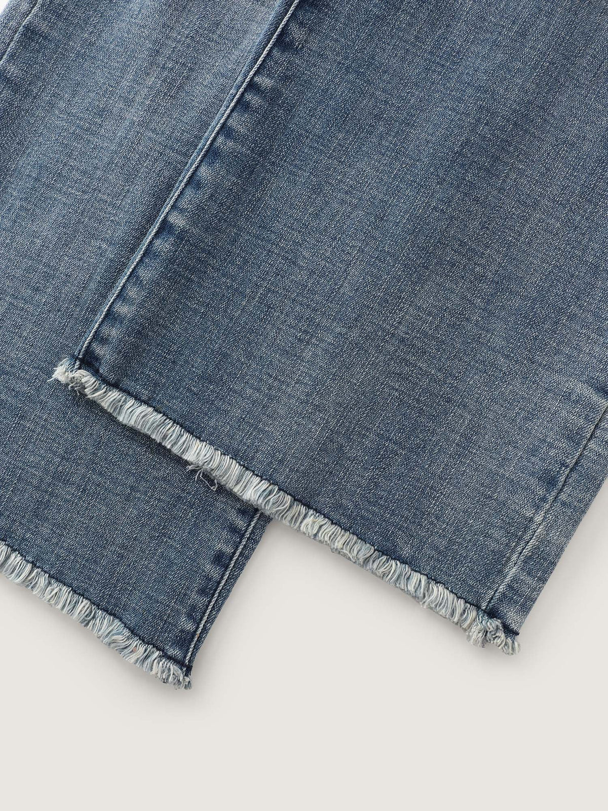 Stretchy Ripped Straight-Leg Jeans