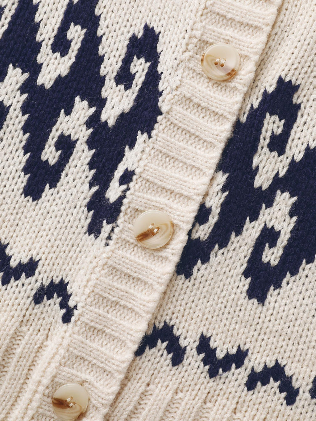 Fair Isle Balloon Sleeve Crew Neck Cardigan