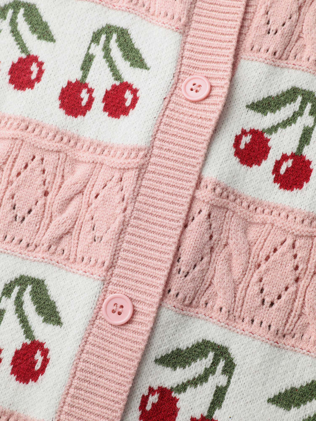 Cherry Jacquard Print Button Knit Cardigan