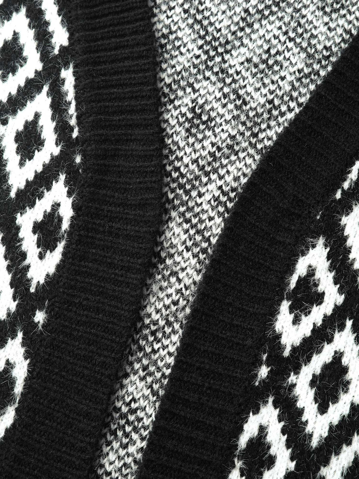 Mink Jacquard Diamond Pattern Knit Cardigan