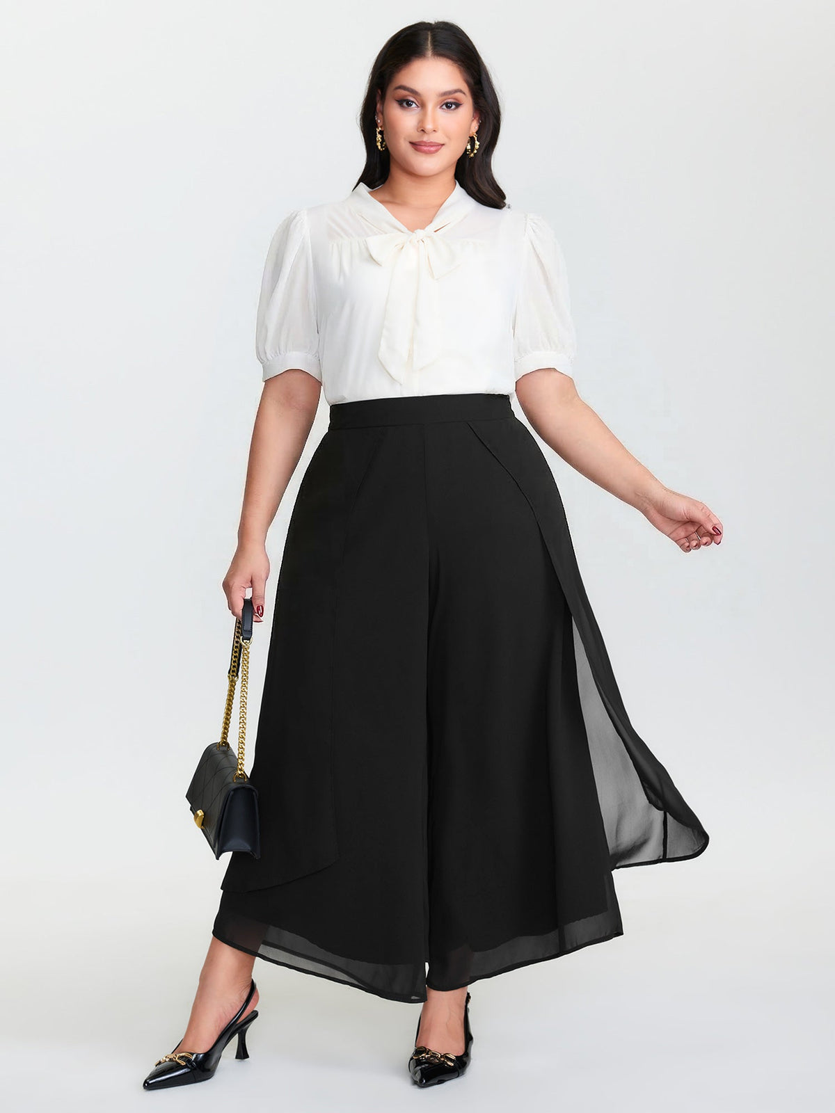 Chiffon Stretchy Waist Flowy Pants