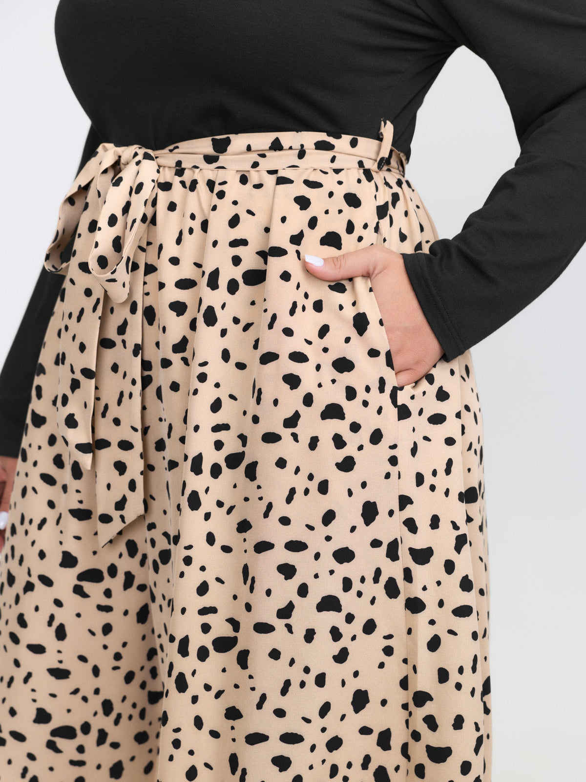 Colorblock Leopard Print Belted Jumpsuit