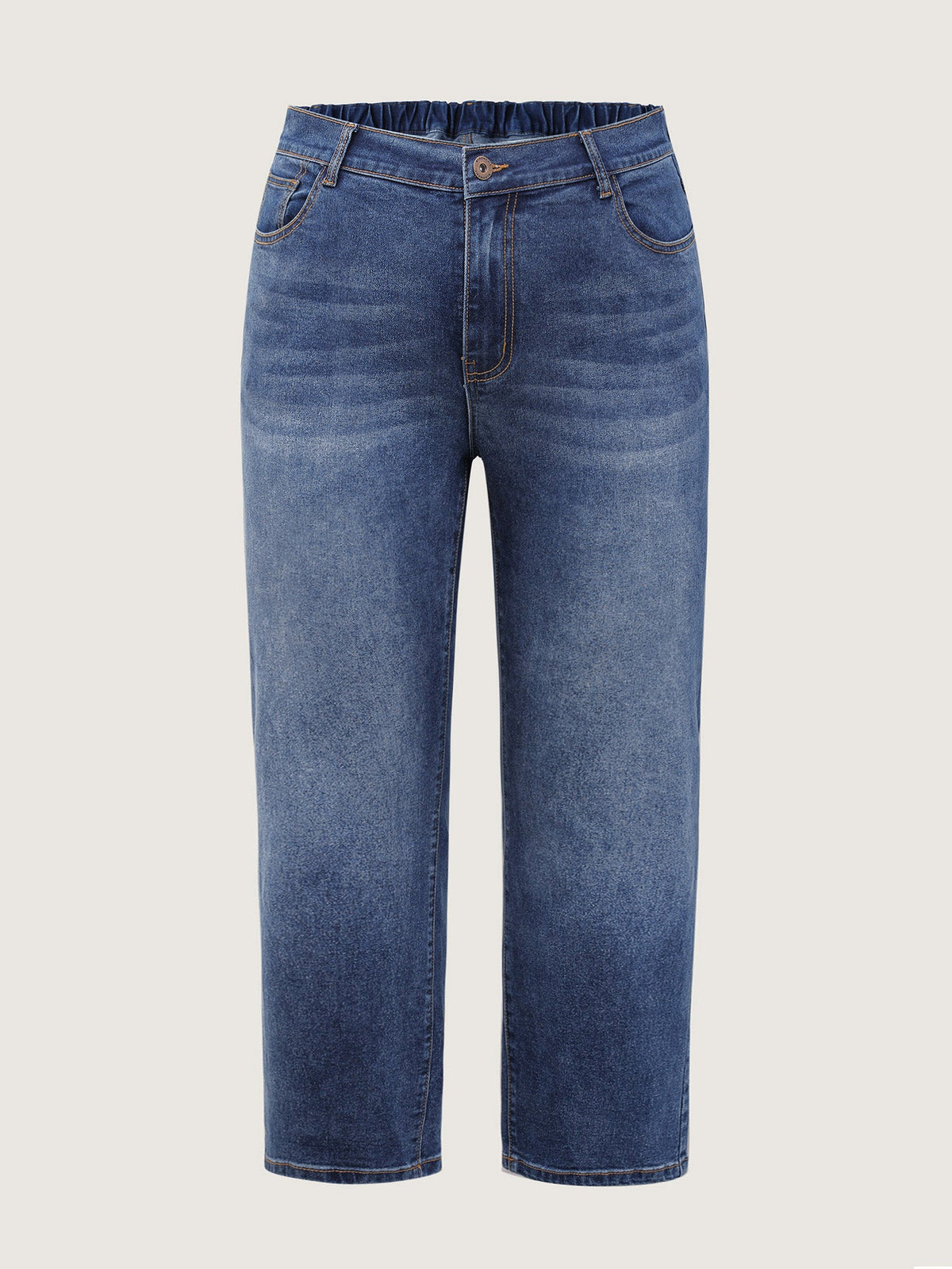 Vintage Wash High Rise Straight-Leg Jeans