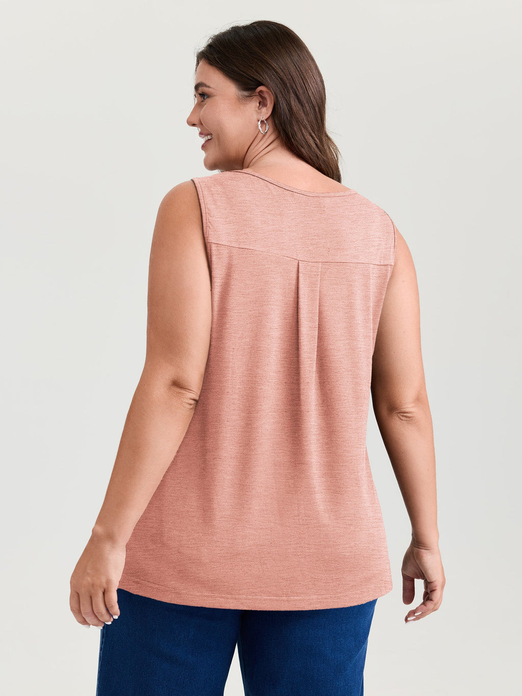 Stretchy V-Neck Pleated Tank Top