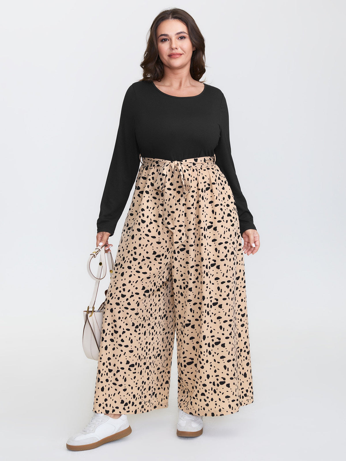 Colorblock Leopard Print Belted Jumpsuit