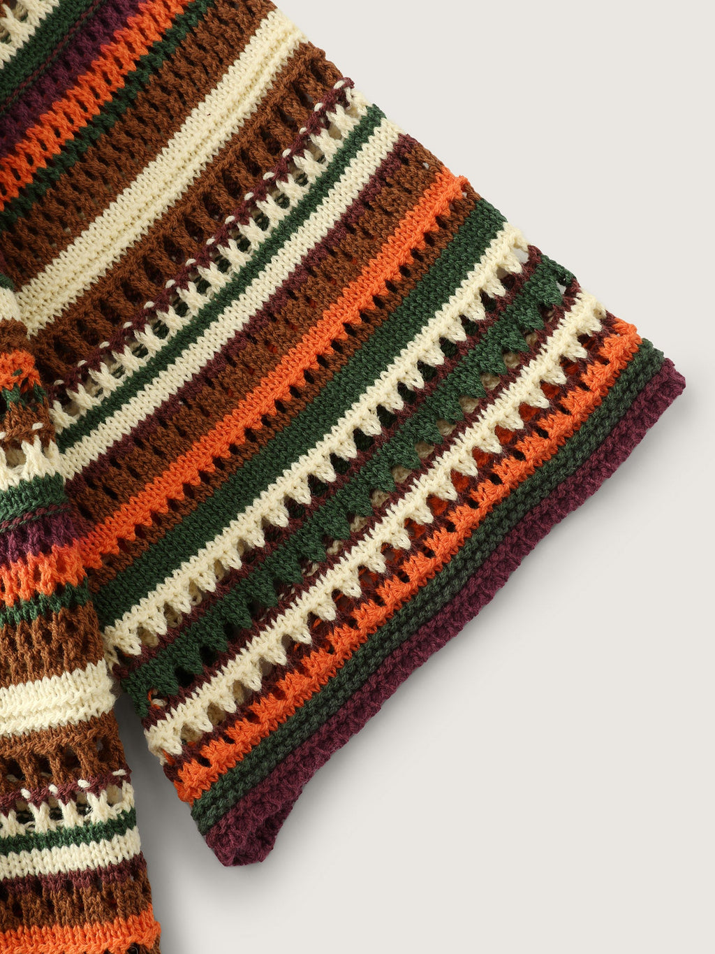 Multi-Color Stripe Hollow V-Neck Pullover