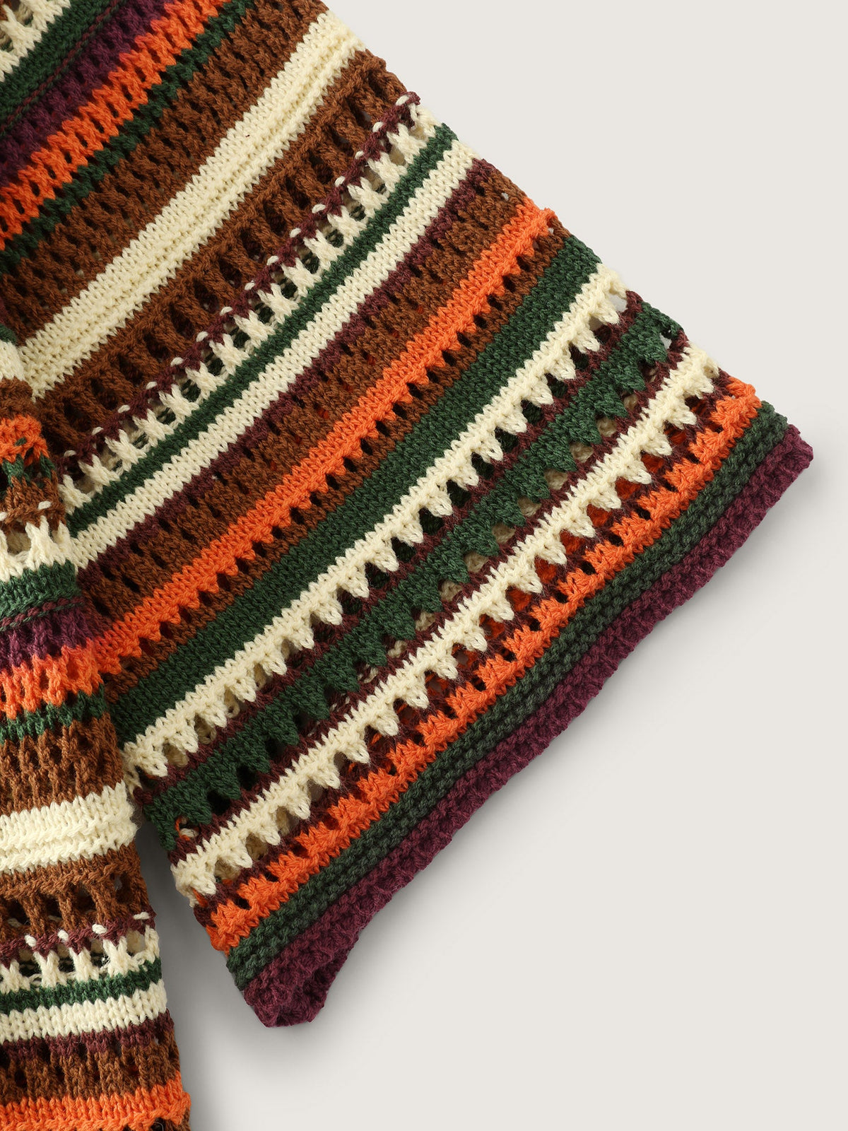 Multi-Color Stripe Hollow V-Neck Pullover