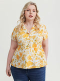 Pure Cotton Floral Print Front Placket Blouse