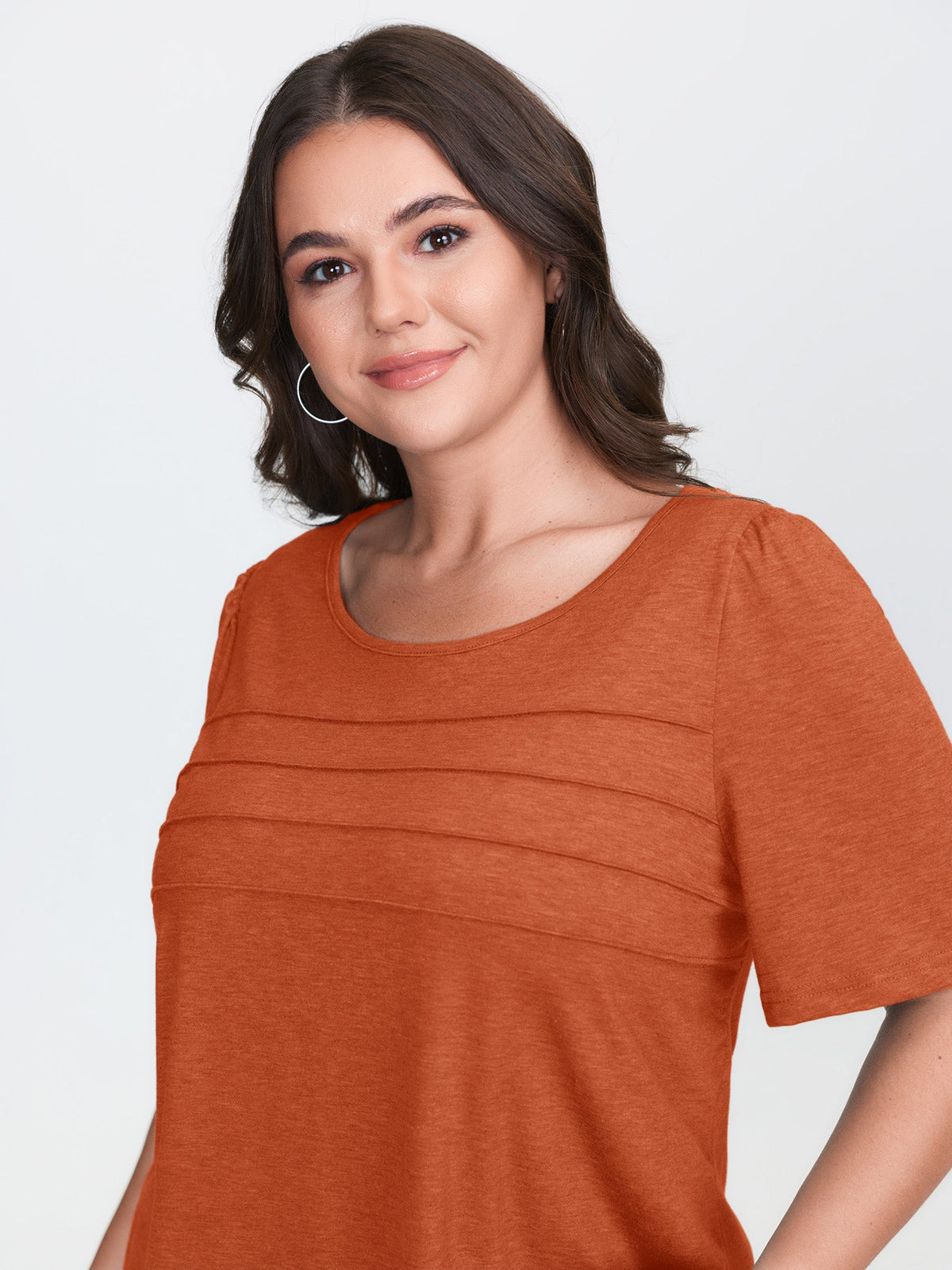 Seamed Round Neck Fitted T-Shirt