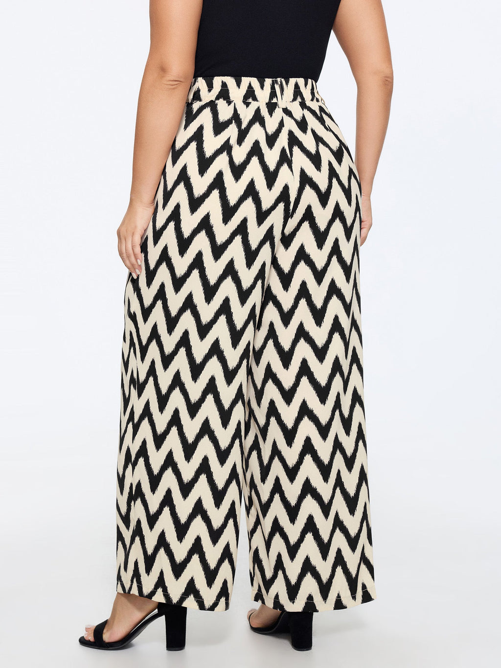 Geometric Print Pull-On Wide-Leg Pants