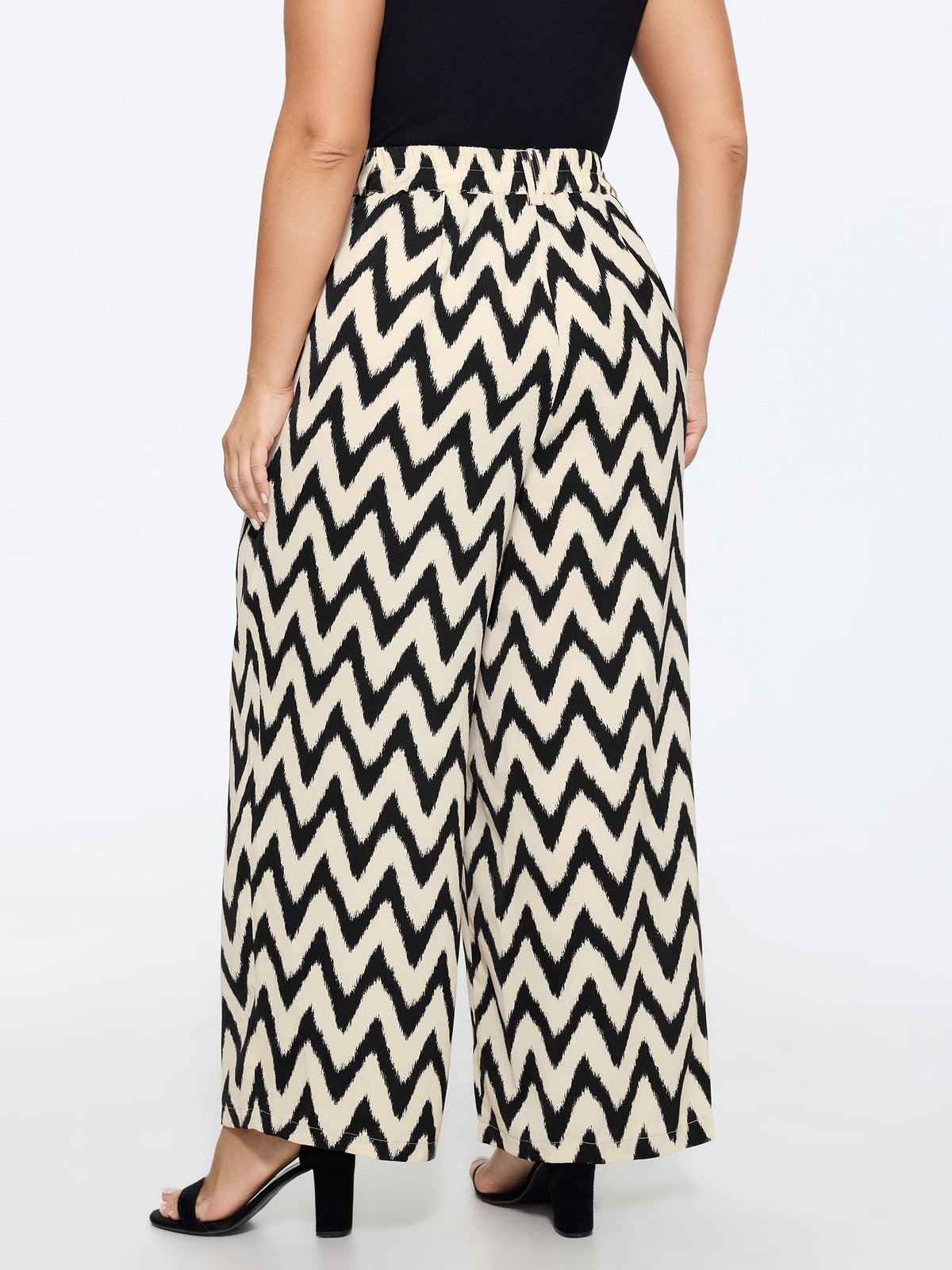 Geometric Print Pull-On Wide-Leg Pants