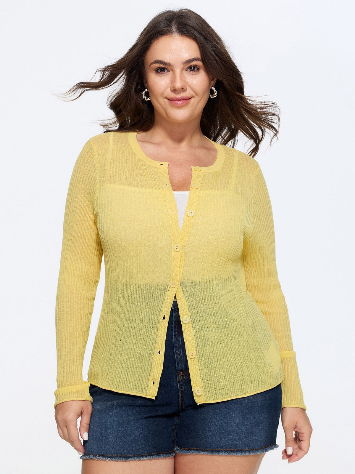 Breathable Sheer Fitted Knit Cardigan