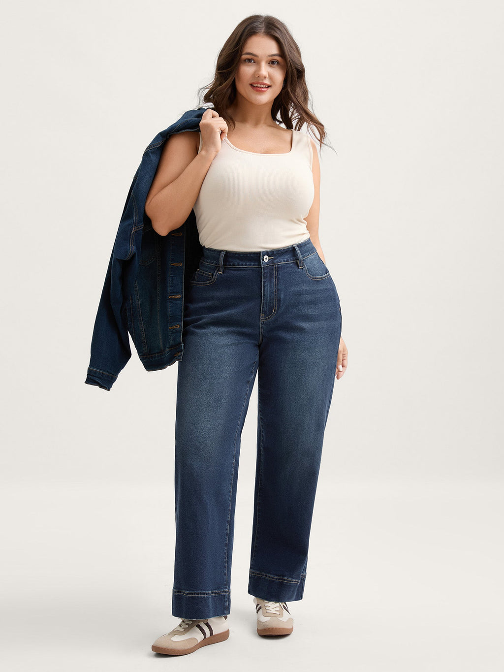 Pull-On High Waist Wide-Leg Jeans