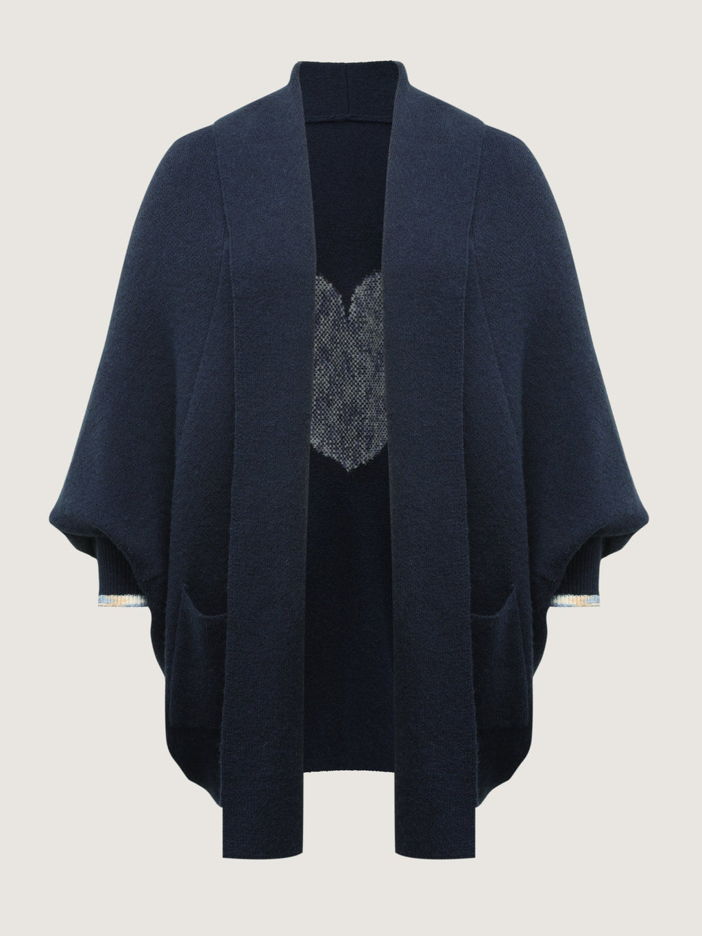 Heart Pattern Flowy Front-Open Knit Cardigan