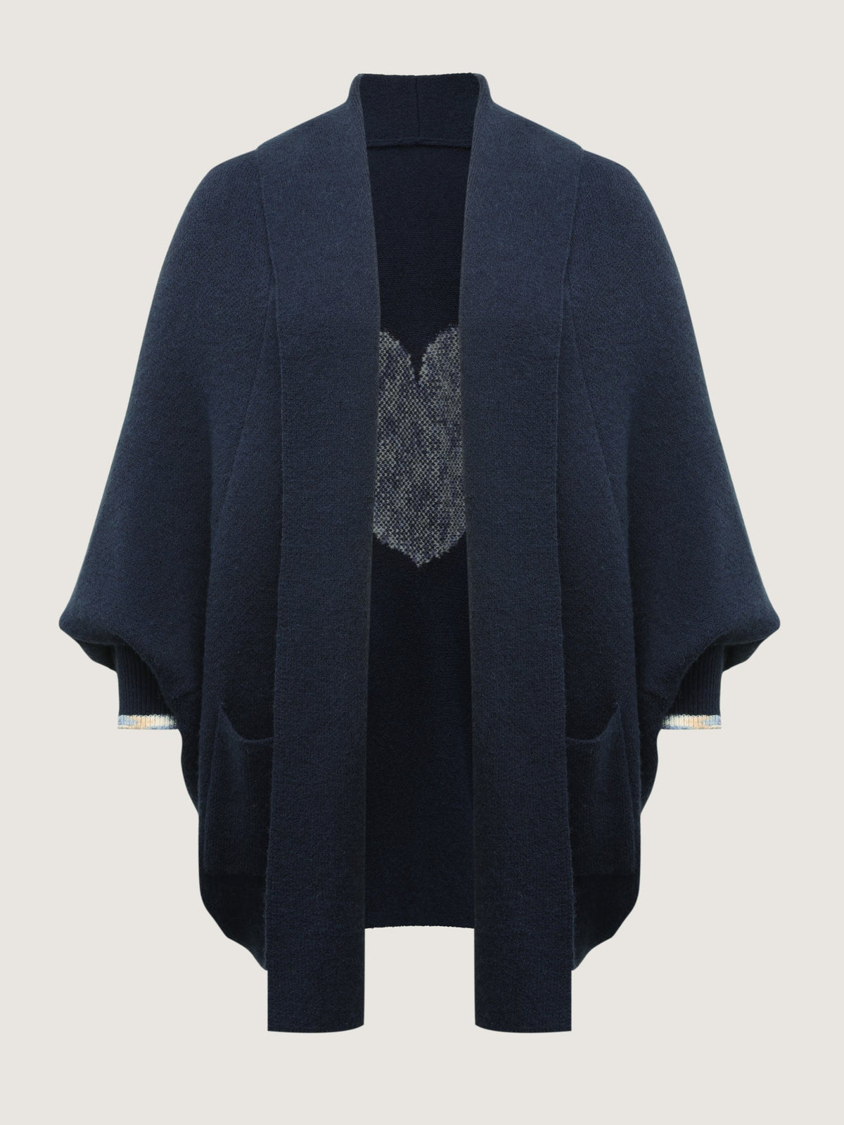 Heart Pattern Flowy Front-Open Knit Cardigan