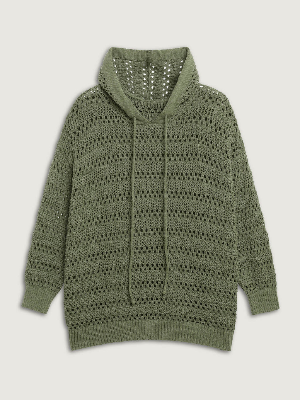 Cut-Out Textured Drop Shoulder Pullover