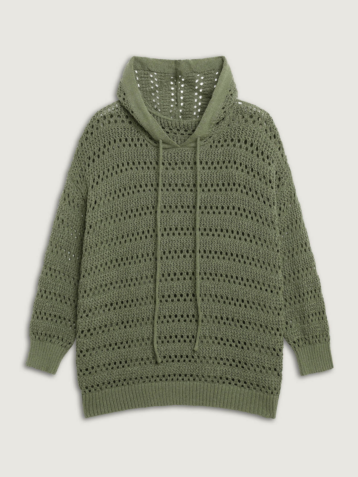 Cut-Out Textured Drop Shoulder Pullover