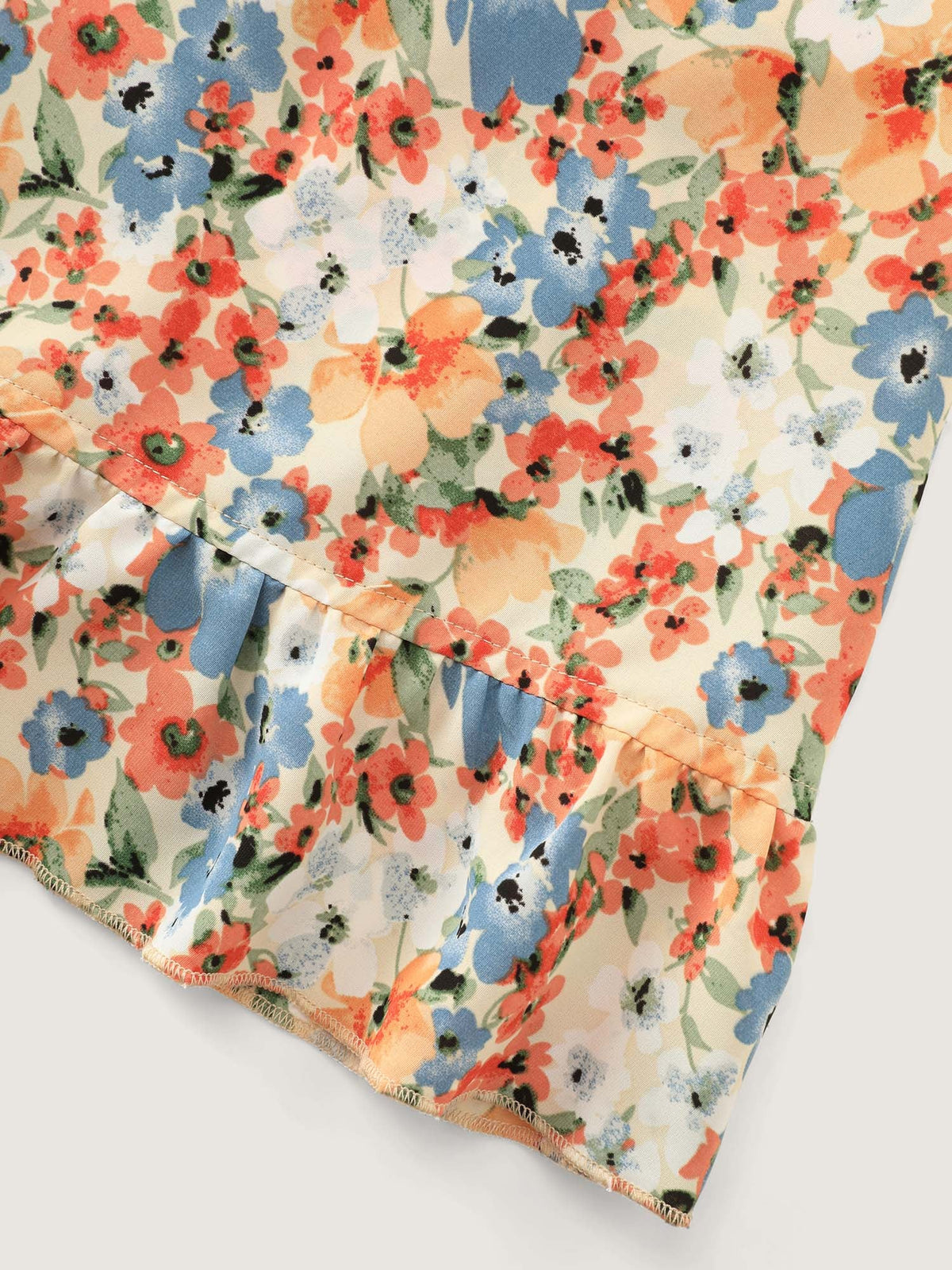 Floral Print Ruffled Edge Mini Skirt