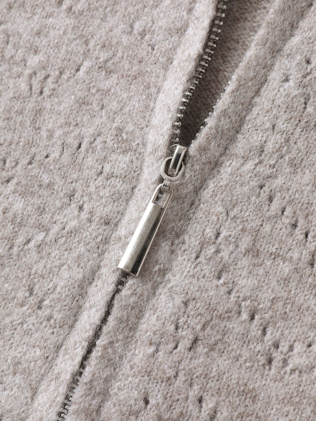 Hooded Zipper-Front Knit Cardigan