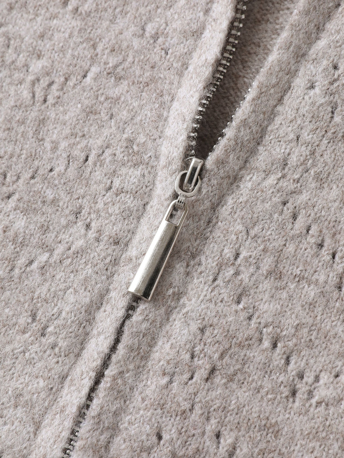 Hooded Zipper-Front Knit Cardigan