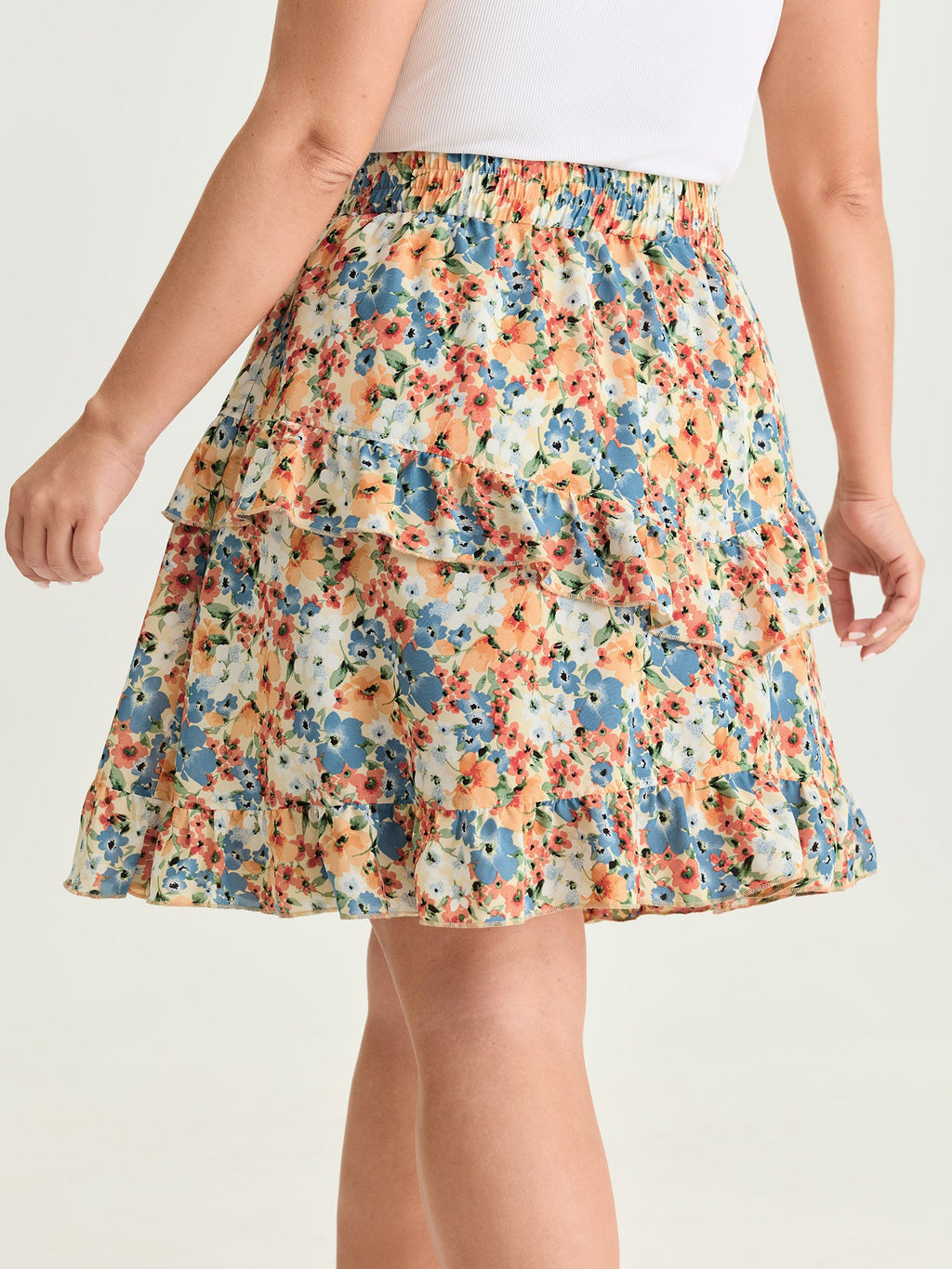 Floral Print Ruffled Edge Mini Skirt