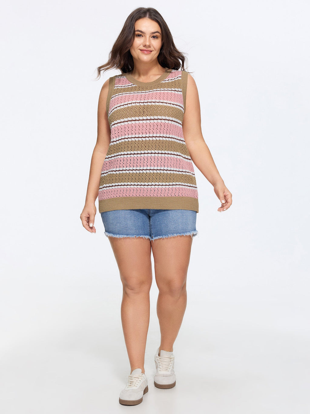 Striped Color-Block Sleeveless Sweater Vest
