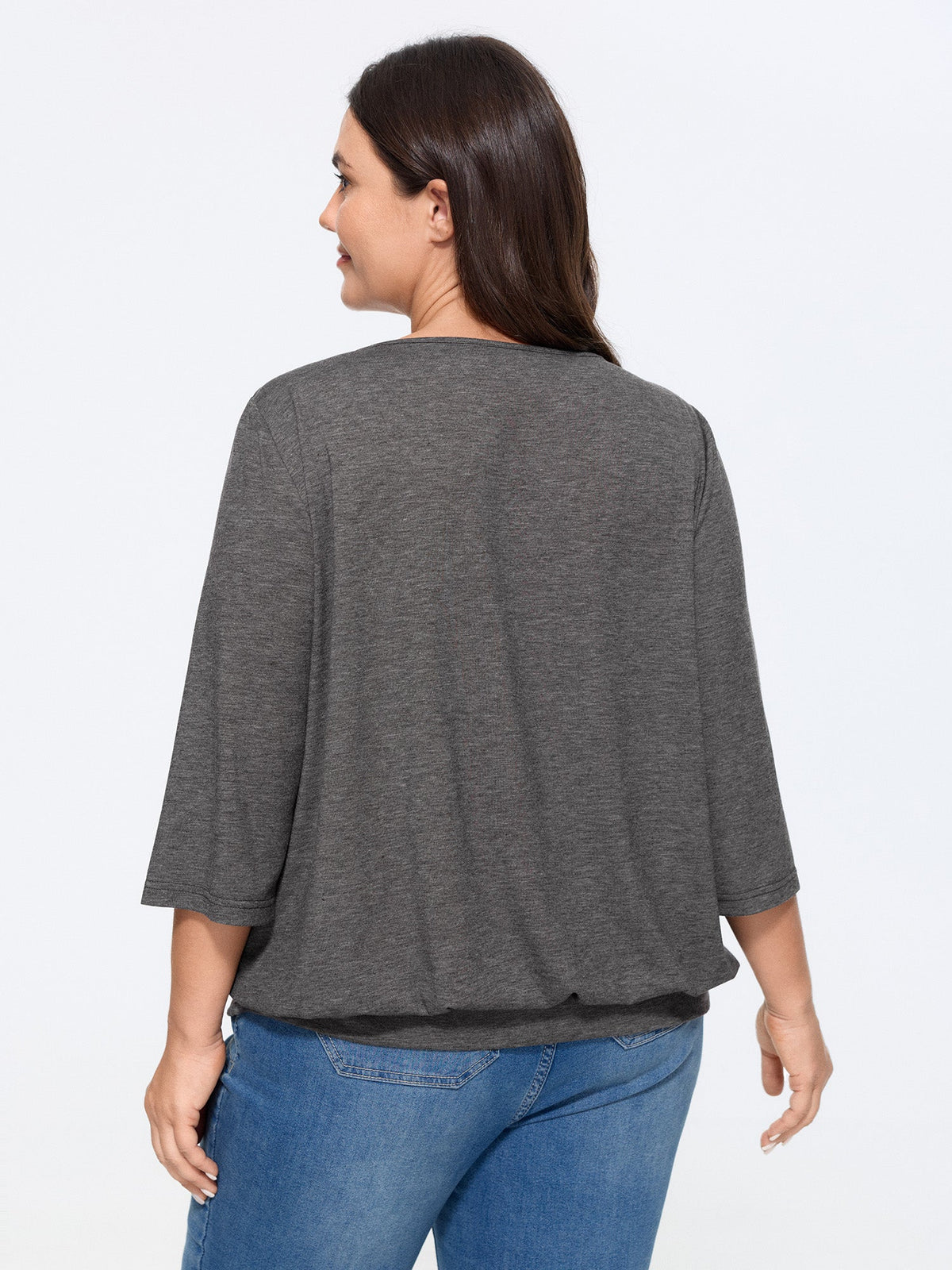 Supersoft Stretchy Pleated Front Round Neck T-Shirt