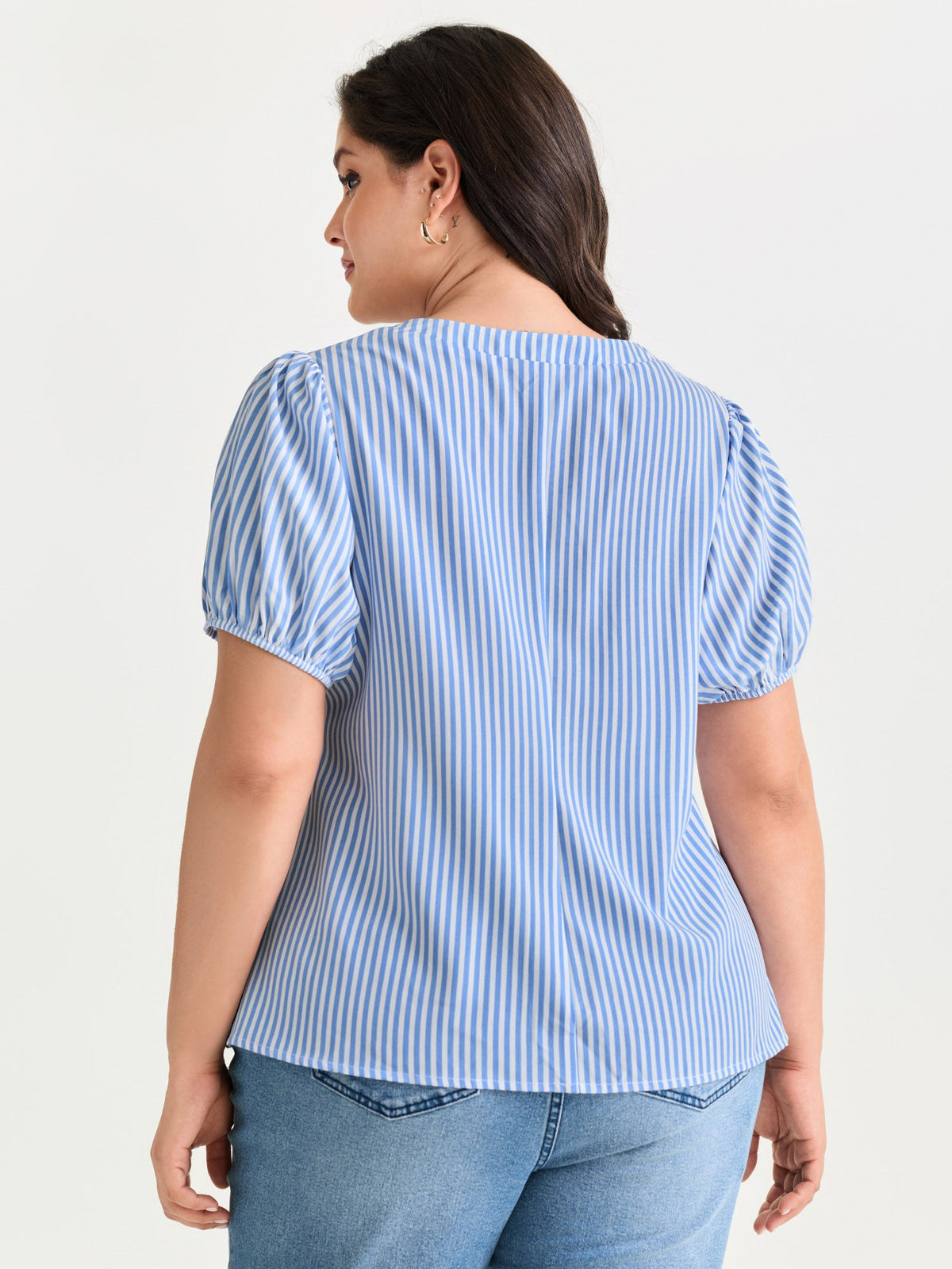 Striped Print Tie-Front Blouse