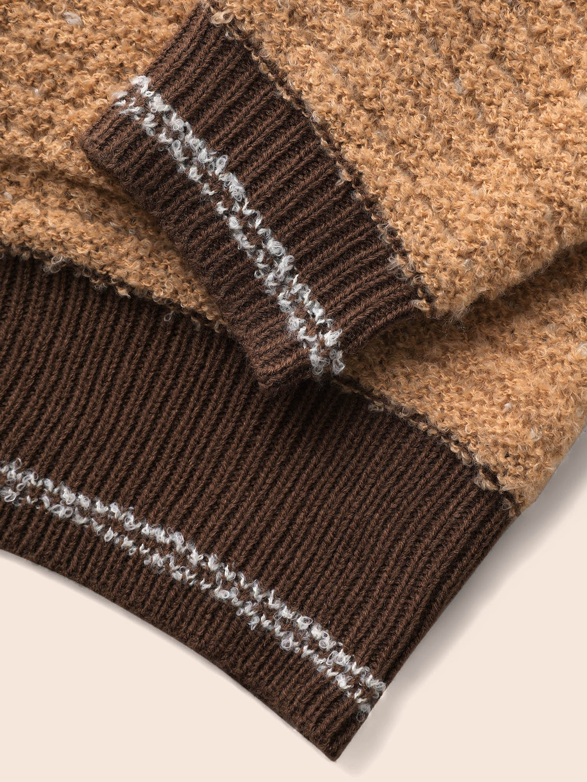 Texture Contrast Drop Shoulder Sleeve Cardigan