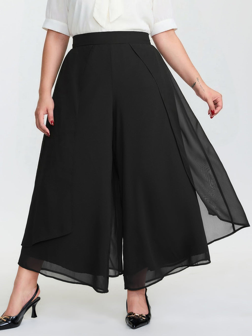 Chiffon Stretchy Waist Flowy Pants