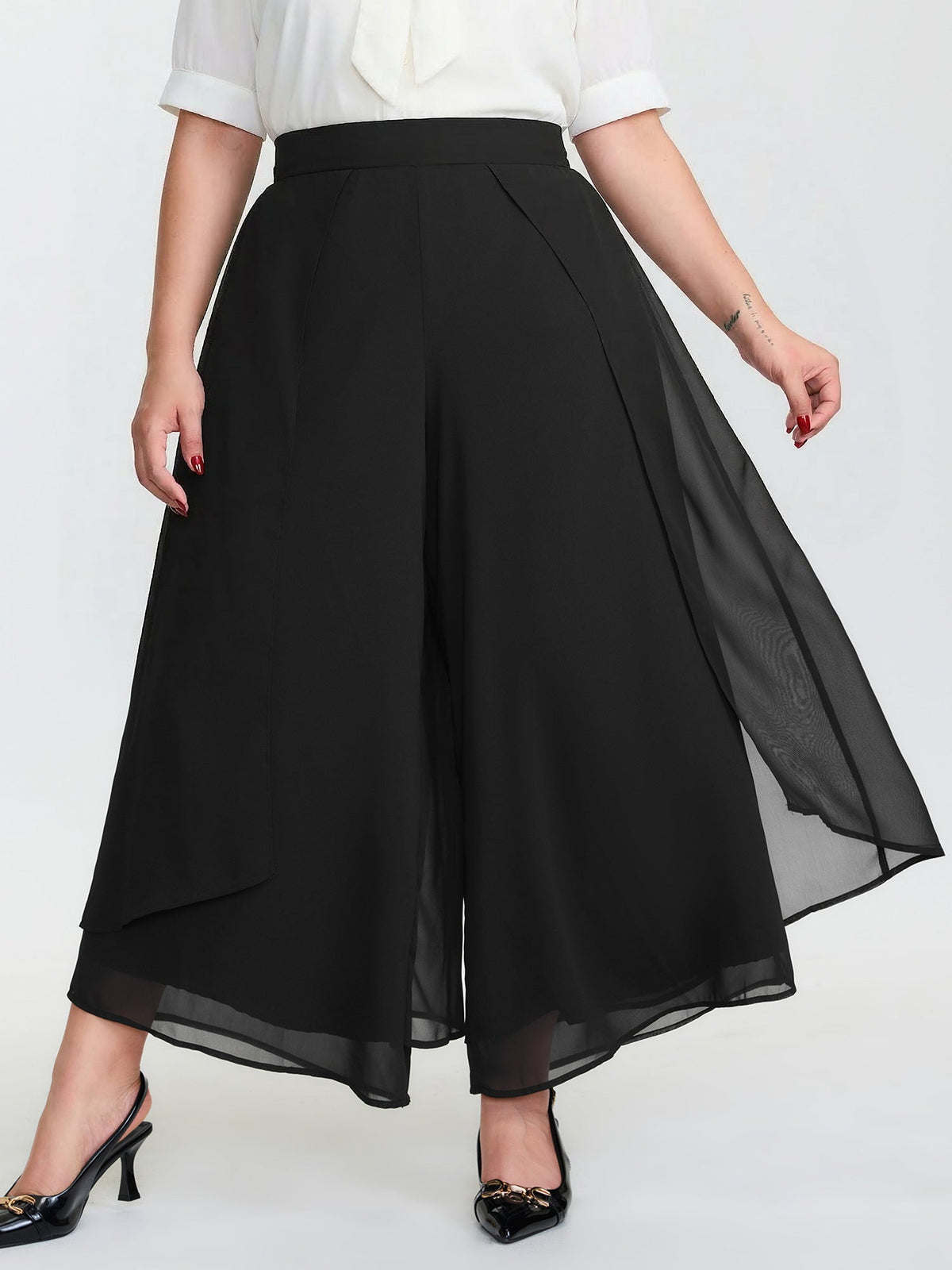 Chiffon Stretchy Waist Flowy Pants