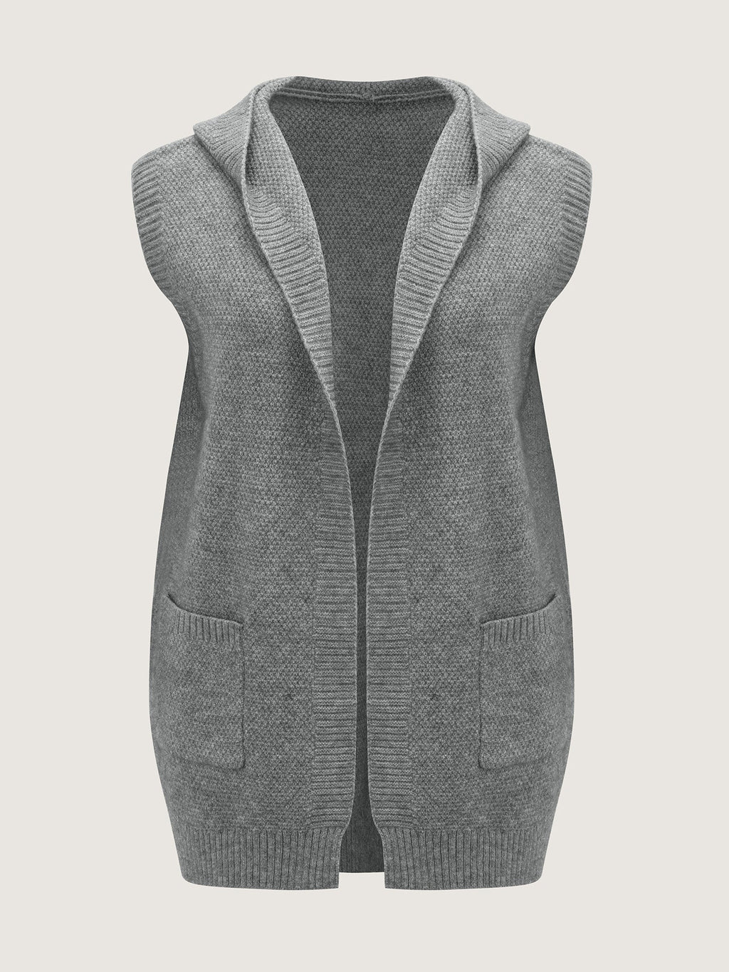 Textured Hooded Pocketed Cardigan
