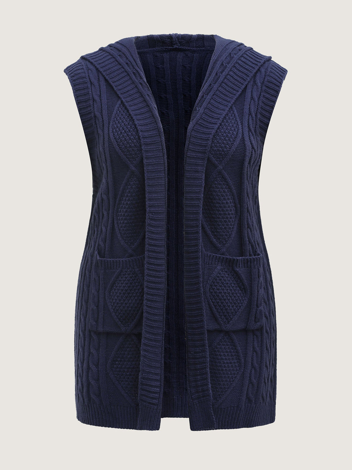 Twisted Hooded Sleeveless Knit Cardigan
