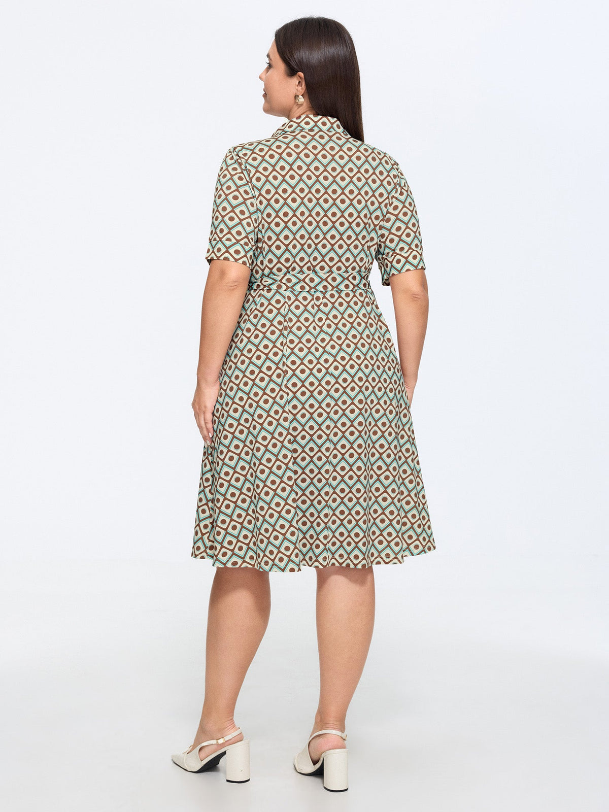 Retro Geometric Print Petal Hem Mini Dress